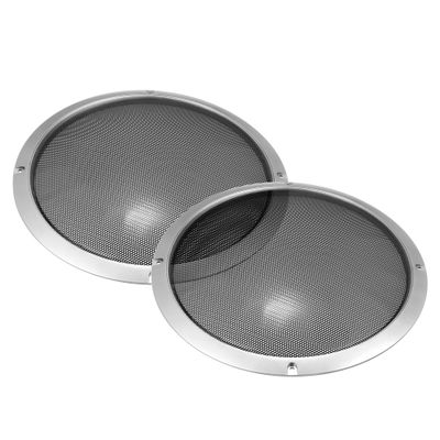 X AUTOHAUX 2pcs 10" Speaker Grille Cover Mesh Trim Round Subwoofer Grille Horn Protective Guard Silver Tone Car Auto Stereo Accessories