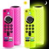 (2 Pack) Fire Stick Remote Cover 3rd Gen with Alexa Voice Remote,Fire TV Remote Cover Glow in The Dark, Anti Slip Shockproof Silicone Protective Case with Lanyard(Glow Yellow&Not Glow Rose Red) view 1