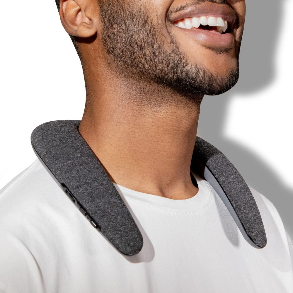 KOVE Konvex Wireless Bluetooth Sound Collar Speaker - 360 Immersive Sound with Up to 33 Feet of Range - Portable, Ultra Comfortable Ergonomic Design - Perfect Boom Box for Home, Outdoor or Travel