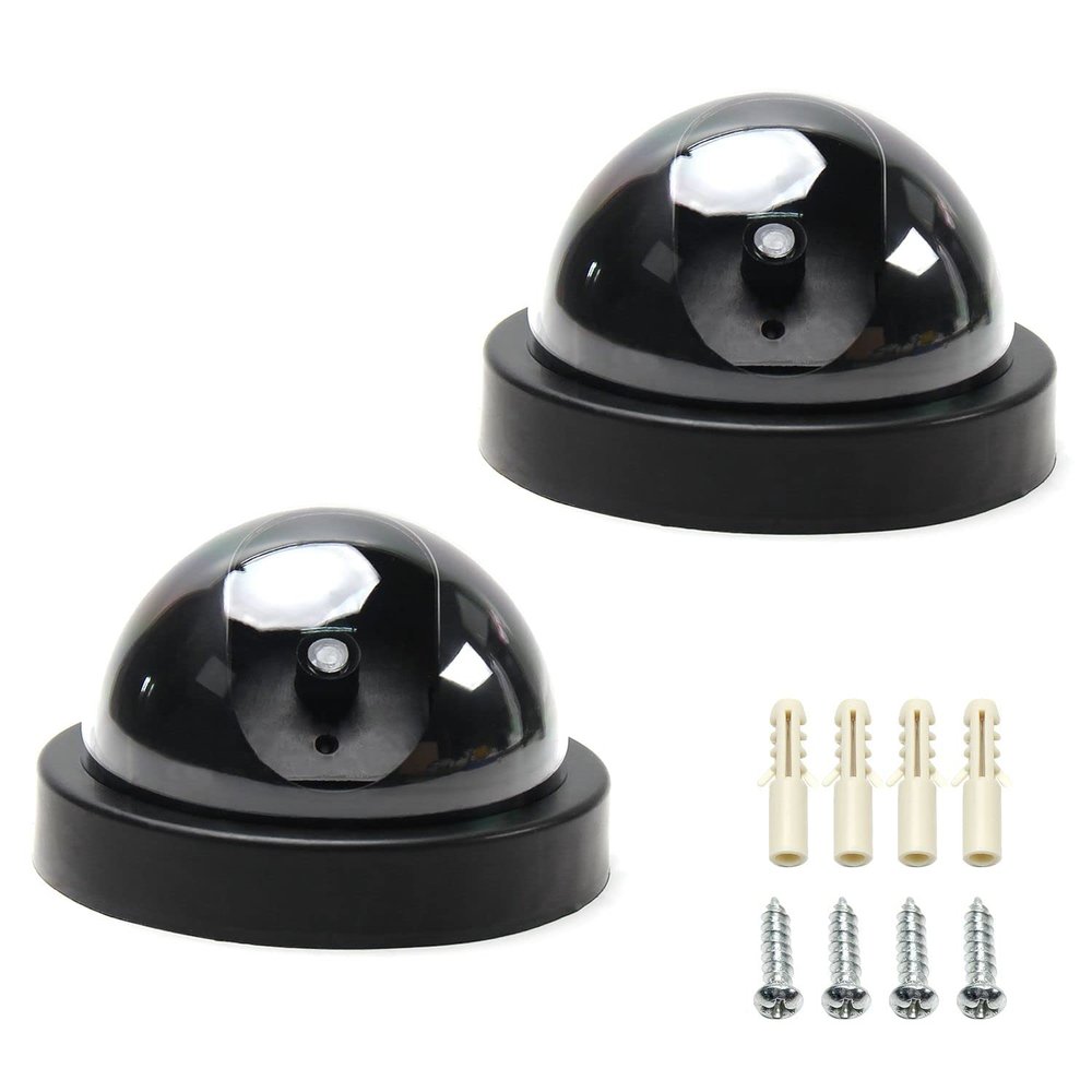 Aicosineg Fake Security Camera Dummy Dome CCTV for Home Outdoor Indoor Black 2Pcs