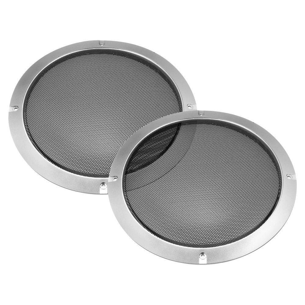 X AUTOHAUX 2pcs 8" Speaker Grille Cover Mesh Trim Round Subwoofer Grille Horn Protective Guard Silver Tone Car Auto Stereo Accessories