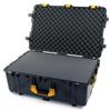 Black Pelican 1650 case with Yellow Handles and latches. Comes with Foam & Wheels. view 3