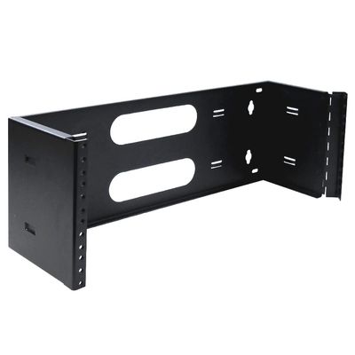 Wavenet 3047-N 6 in. Steel 4U Wall Mount Hinged Bracket or Four Space Swing Out Patch Panel Bracket for 19 in. Server Network Data A-V Equipment Black