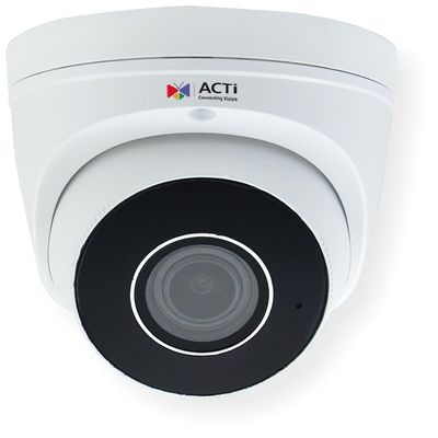ACTi Z87 Outdoor Zoom Dome Camera; Adaptive IR; WDR; SLLS; 4.3X Zoom Lens; 1/3" Progressive Scan CMOS Sensor; 4MP; Auto Focus; Defogging; Digital Noise Reduction; Built-in Microphone; DC 12V, PoE