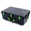Black Pelican 1650 case with Lime Green Handles and latches. Comes Empty & with Wheels. view 2