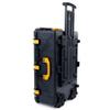 Black Pelican 1650 case with Yellow Handles and latches. Comes Empty & with Wheels. view 1