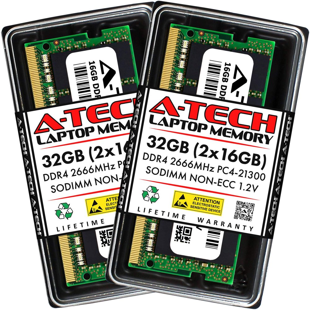 A-Tech 32GB (2x16GB) RAM for MSI (Micro Star) GE62 6QF Apache Pro | DDR4 2666MHz PC4-21300 Non ECC SO-DIMM 1.2V - Laptop & Notebook Memory Upgrade Kit