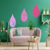 Mid Century Modern Rain Drops Wall Decal Retro 70s MCM Inspired Yellow Abstract Wall Art Panel Modern Home Decor 22" Wide x 33" High view 4