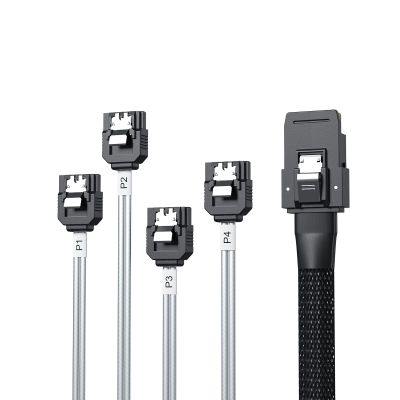 10Gtek MiniSAS SFF-8087 Fan-Out Cable Breakout to 4xSATA, 6Gbps High-Speed Cable for RAID Controllers, Servers & Storage Enclosures, with Shrapnel, 0.75~0.8m(2.46~2.62ft)