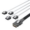 10Gtek MiniSAS SFF-8087 Fan-Out Cable Breakout to 4xSATA, 6Gbps High-Speed Cable for RAID Controllers, Servers & Storage Enclosures, with Shrapnel, 0.75~0.8m(2.46~2.62ft) view 2