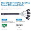 10Gtek MiniSAS SFF-8087 Fan-Out Cable Breakout to 4xSATA, 6Gbps High-Speed Cable for RAID Controllers, Servers & Storage Enclosures, with Shrapnel, 0.75~0.8m(2.46~2.62ft) view 3