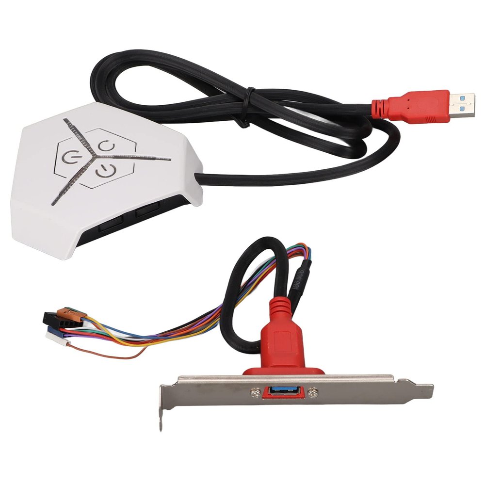Hilitand External Power Switch , Power Supply on/Off Reset with USB Port for Desktop Computer Case