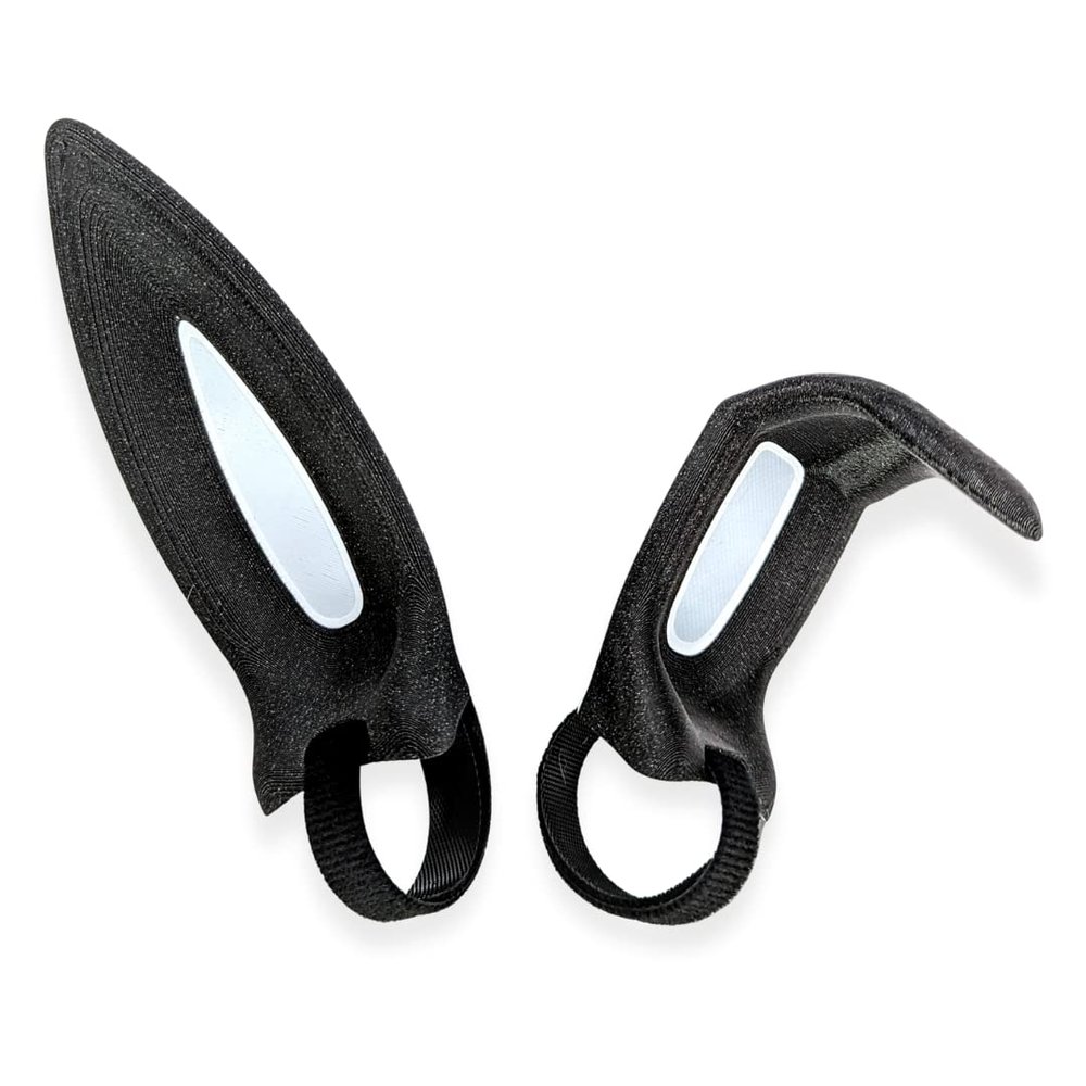 DirectNine Basics Bunny Ears for Headphones - Adorable Bunny Headphones Attachment in Sparkle Black/White with Hidden Self Fastener - Straight/Bent, Adjustable, Plastic, Gaming Accessory (Set of 2)