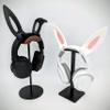 DirectNine Basics Bunny Ears for Headphones - Adorable Bunny Headphones Attachment in Sparkle Black/White with Hidden Self Fastener - Straight/Bent, Adjustable, Plastic, Gaming Accessory (Set of 2) view 2