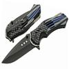 SZCO Supplies 8-Inch Police Flag Folding Knife  Assisted Open Liner Lock EDC Pocket Knife with Stainless Steel Clip Point Blade and Thin Blue Line Handle for Everyday Carry view 1