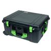 Black Pelican 1610 case with Lime Green Handles & latches. Comes with Trekpak Dividers & mesh Lid Organizer. view 2