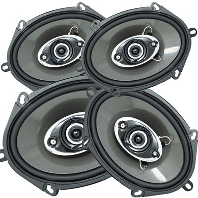 AUDIOTEK 4X K7 5x7 / 6x8 in 4-Way 380 Watts Coaxial Car Speakers CEA Rated 4 Ohm for Car, RV, ATV, Motorcyle (2 Pairs) (4 Speakers)
