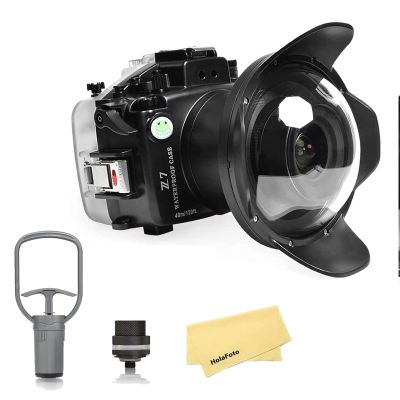 SeaFrogs Waterproof Housing Waterproof Case w/Vacuum Pump VPS-100 & 6 inch Wide Angle Dome Port Kit for Nikon Z7, Compatible with Nikon Z6