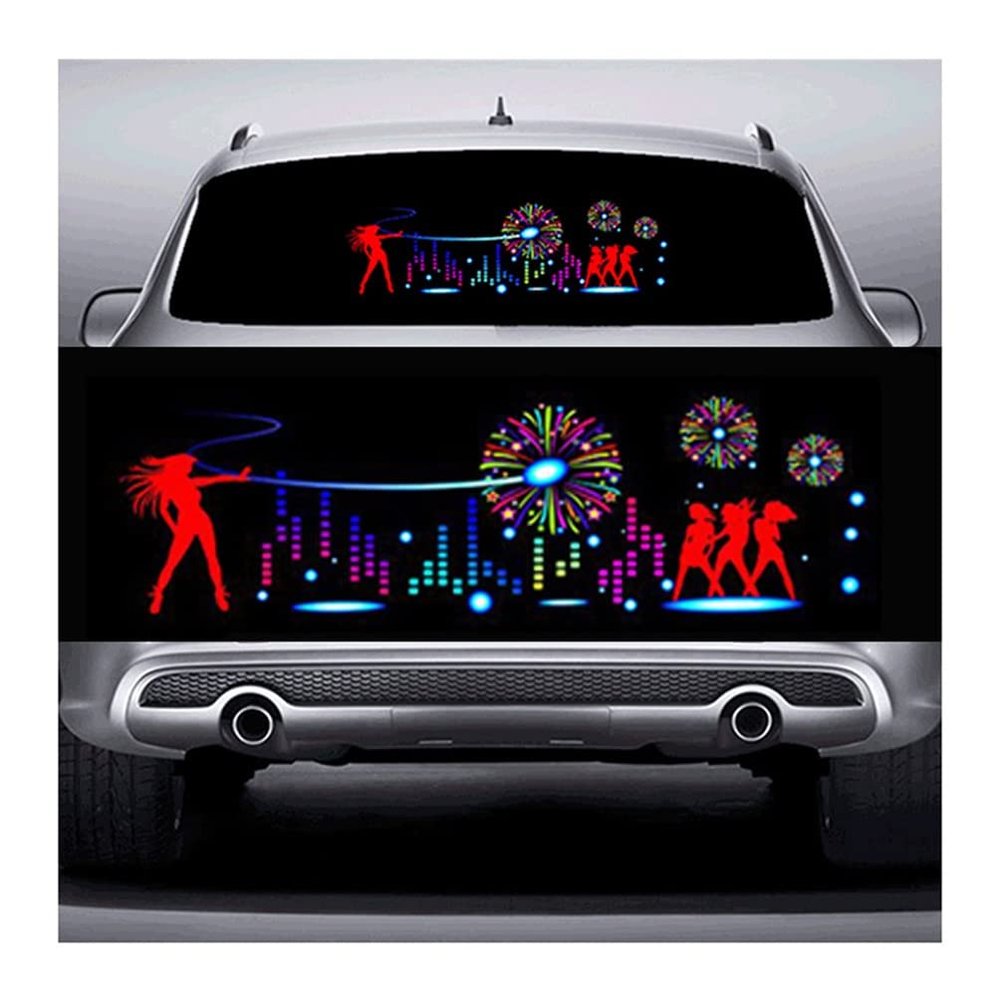 AGYHAM Car Music Rhythm Mood Light Sticker, Voice-Activated Music Rhythm Lights Car Rear Windshield Decoration (Size : 90x25cm/35.43x9.84in)