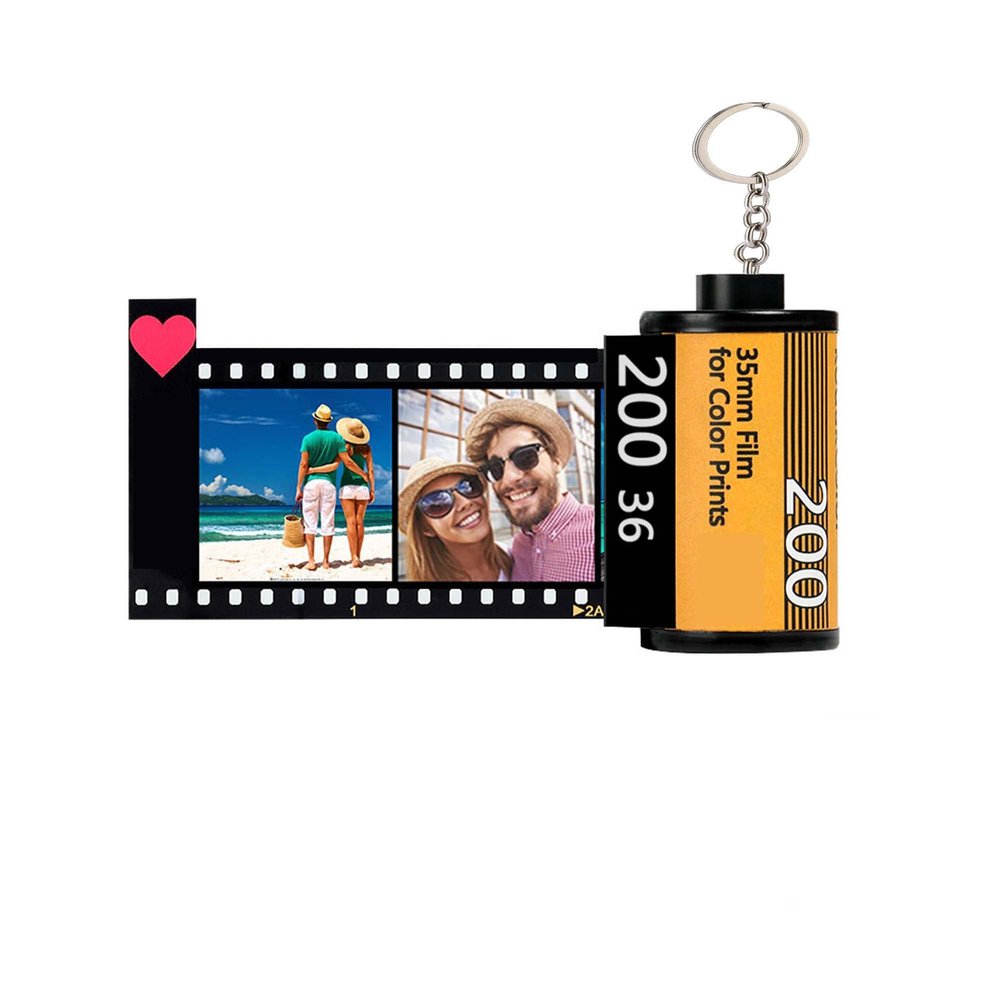 Nergaebe Personalized Keychains with Photo Custom Camera Film Roll Keychain 10 Photo&Text Retro Film Roll Album Keyrings for Women Men