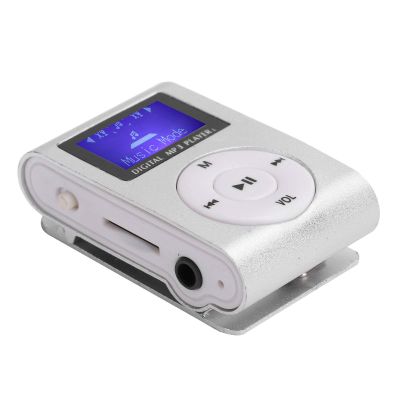 Estink 32GB Mini MP3 Player with LCD Screen, Sports Clip, 3.5mm Audio Support (Silver)