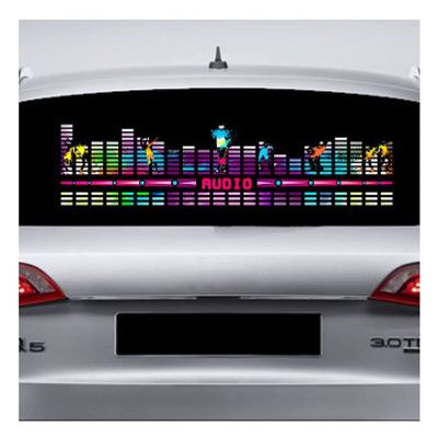 AGYHAM Car Music Rhythm Mood Light Sticker, Car Rear Window Voice-Activated Music Rhythm Equalizer LED Light Bar (Size : 90x25cm/35.43x9.84in)