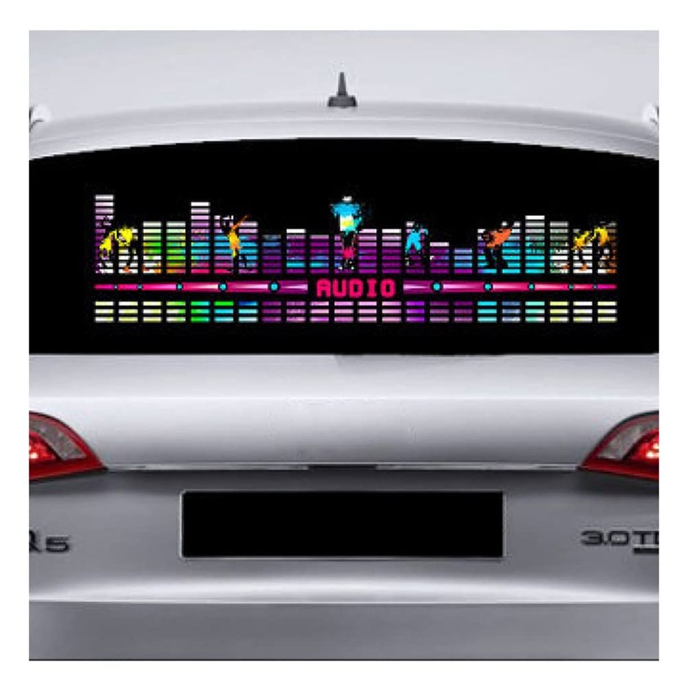 AGYHAM Car Music Rhythm Mood Light Sticker, Car Rear Window Voice-Activated Music Rhythm Equalizer LED Light Bar (Size : 90x25cm/35.43x9.84in)