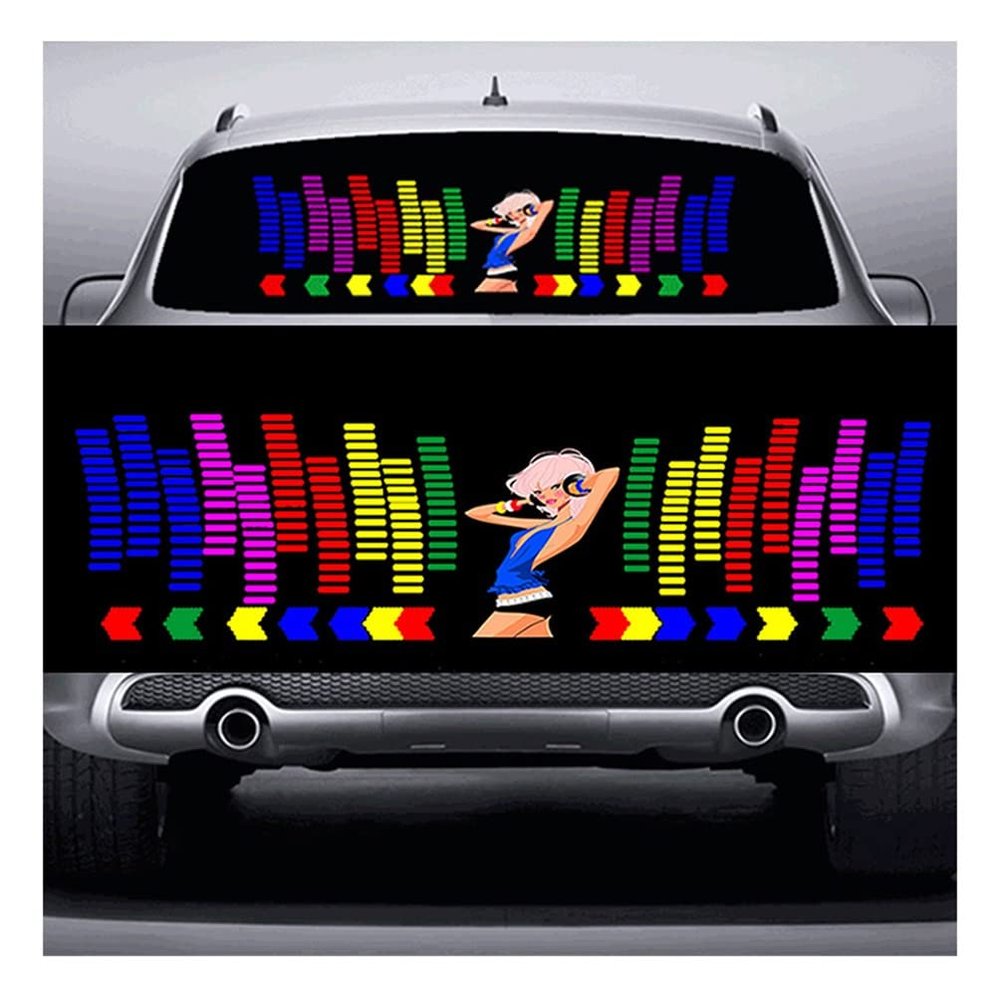 AGYHAM Car Music Rhythm Mood Light Sticker, Voice-Activated Music Rhythm Equalizer LED Car Interior Lights (Size : 90x25cm/35.43x9.84in)