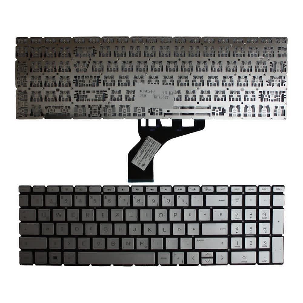 Power4Laptops German Layout Silver Replacement Laptop Keyboard Compatible with HP Home 15-da1042nb