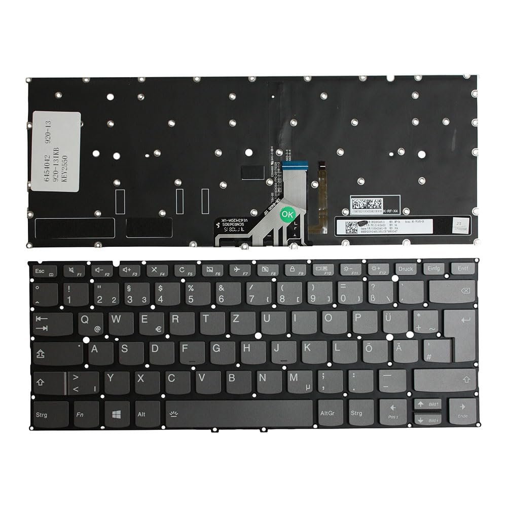 Power4Laptops German Layout Backlit Black Replacement Laptop Keyboard Compatible with Lenovo IdeaPad Yoga 920-13IKB