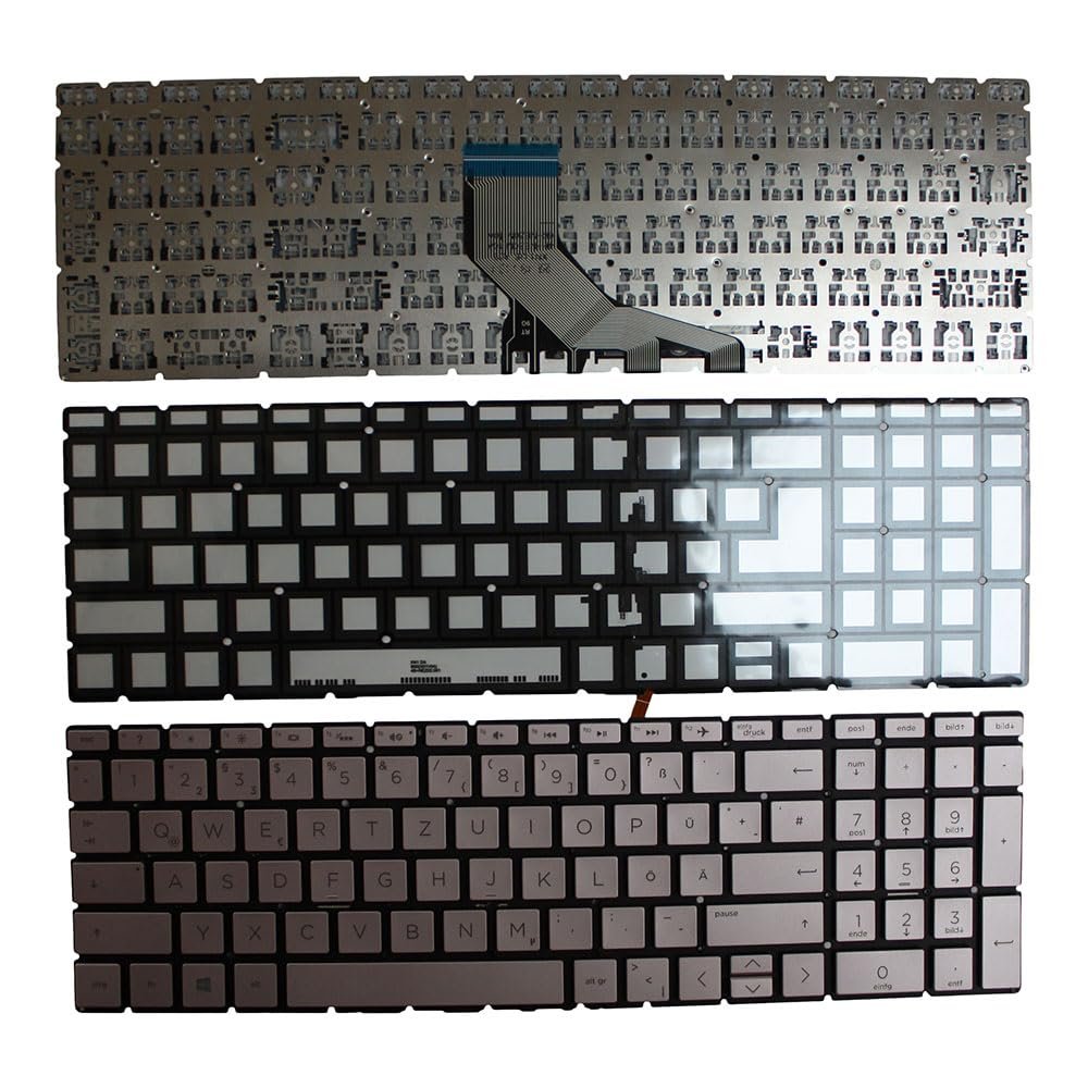 Power4Laptops German Layout Backlit Pink Replacement Laptop Keyboard Compatible with HP Home 15-da0033nm