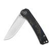 QSP Osprey Folding Pocket Knife, 3.25" Sandvik 14C28N Satin EDC Knife, Blue Shredded CF Overlay G10 Handle, Liner Lock, Ceramic Ball Bearings, Reversible Wire Deep Carry Clip view 2
