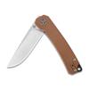 QSP Osprey Folding Pocket Knife, 3.25" Sandvik 14C28N Satin EDC Knife, Brown Micarta Handle, Liner Lock, Ceramic Ball Bearings, Reversible Wire Deep Carry Clip view 2