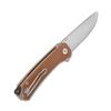 QSP Osprey Folding Pocket Knife, 3.25" Sandvik 14C28N Satin EDC Knife, Brown Micarta Handle, Liner Lock, Ceramic Ball Bearings, Reversible Wire Deep Carry Clip view 3