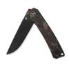 QSP Osprey Folding Pocket Knife, 3.25" Sandvik 14C28N Black Stonewash EDC Knife, Red Shredded CF Overlay G10 Handle, Liner Lock, Ceramic Ball Bearings, Reversible Wire Deep Carry Clip view 2