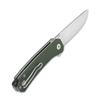 QSP Osprey Folding Pocket Knife, 3.25" Sandvik 14C28N Satin EDC Knife, Green Micarta Handle, Liner Lock, Ceramic Ball Bearings, Reversible Wire Deep Carry Clip view 4