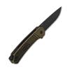 QSP Osprey Folding Pocket Knife, 3.25" Sandvik 14C28N Black Stonewash EDC Knife, Brass Stonewash Handle, Liner Lock, Ceramic Ball Bearings, Reversible Wire Deep Carry Clip view 3