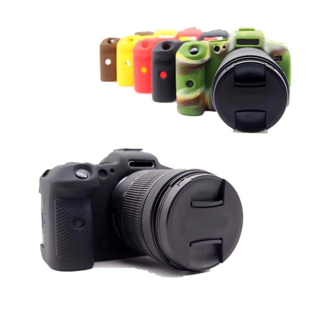 Camera Case Black Soft Silicone Skin Body Cover Protector Bag for Canon EOS R5 mirrorless Camera, Black, Skin Cover Camera Case
