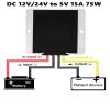 15A 75W Buck Converter DC-DC12V 24V to DC 5V Step Down Converter Regulator Power Converter Transformer Waterproof view 3
