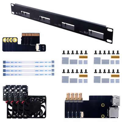 waveshare 1U Rack Kit for Raspberry Pi 4, 19 Rackmount, up to 4 Units