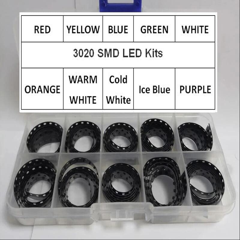 1000Pcs 10Colors*100Pcs 3020 Red Green Blue White Yellow Warm Orange Ice Cold Purple SMD LED Diode Kit Set
