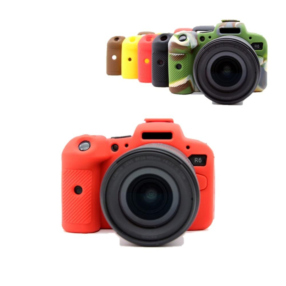 Camera Case Red Soft Silicone Rubber Skin Body Cover Protector for Canon EOS R6 mirrorless Camera, Red, Skin Cover Camera Case