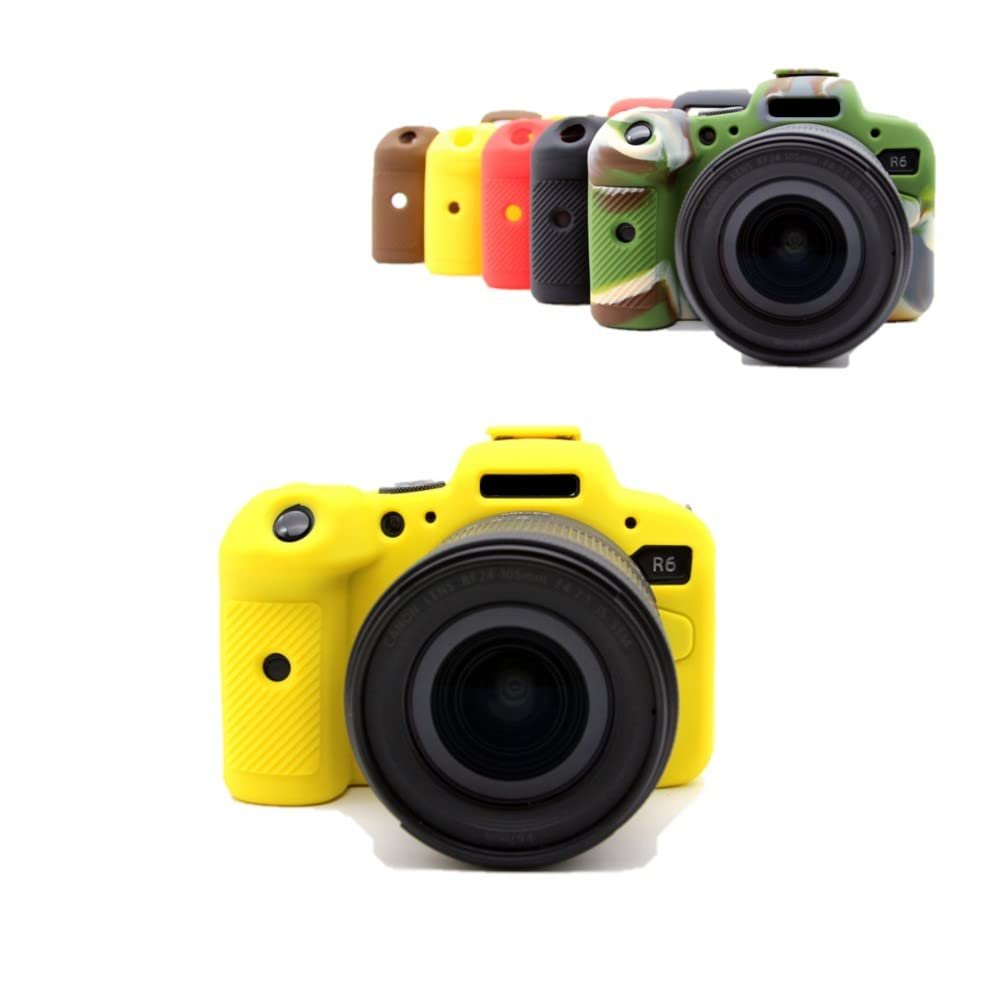 Camera Case Yellow Soft Silicone Rubber Skin Body Cover Protector for Canon EOS R6 mirrorless Camera, Yellow, Skin Cover Camera Case