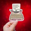 3.25" Pink Heart Typewriter Be Yourself Oscar Wilde Quote Quality Laminated Sticker Laptop Decal view 2