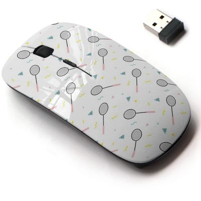 2.4G Wireless Mouse with Cute Pattern Design for All Laptops and Desktops with Nano Receiver - Badminton Rackets