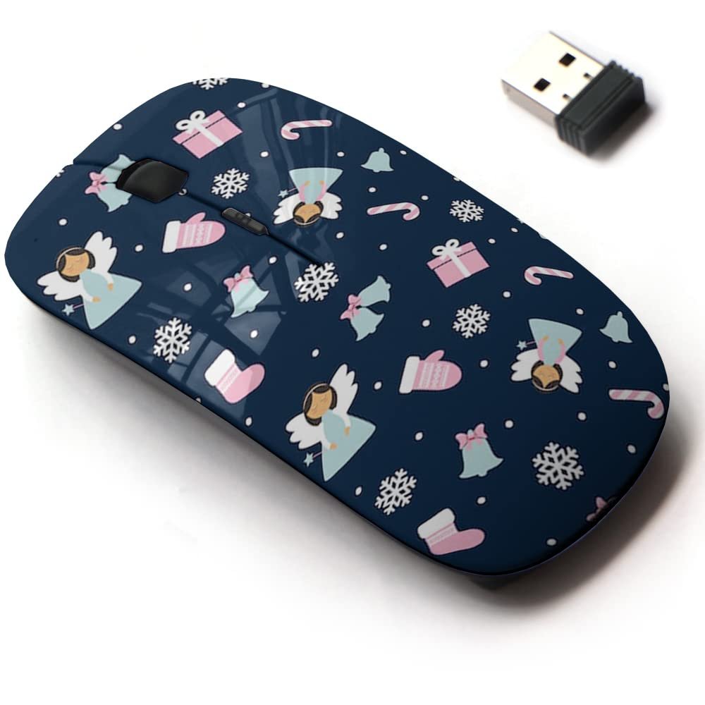 2.4G Wireless Mouse with Cute Pattern Design for All Laptops and Desktops with Nano Receiver - Christmas Angel Mittens