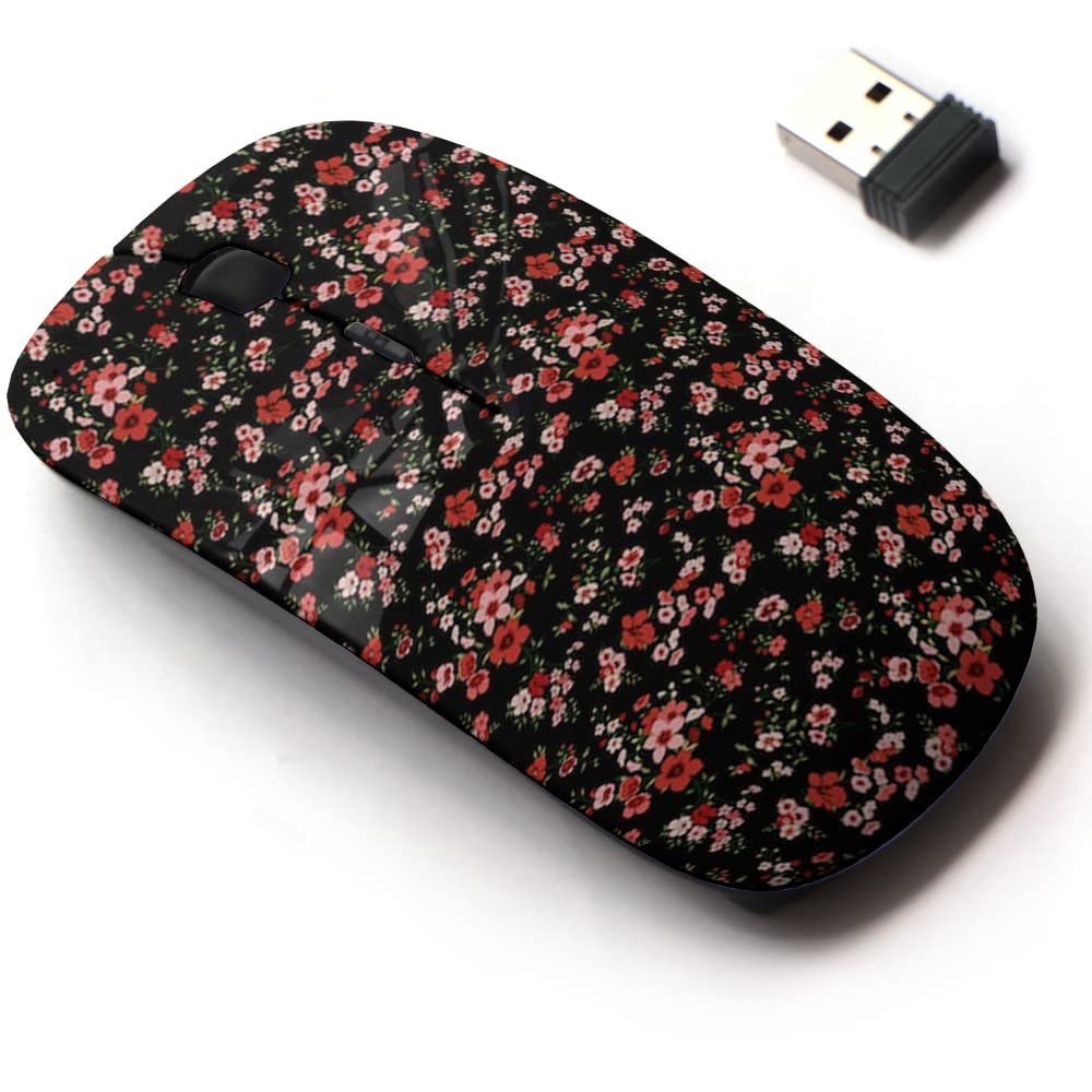 2.4G Wireless Mouse with Cute Pattern Design for All Laptops and Desktops with Nano Receiver - Floral