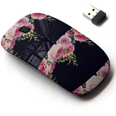 2.4G Wireless Mouse with Cute Pattern Design for All Laptops and Desktops with Nano Receiver - Floral Roses Watercolor