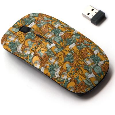 2.4G Wireless Mouse with Cute Pattern Design for All Laptops and Desktops with Nano Receiver - Beer Outline