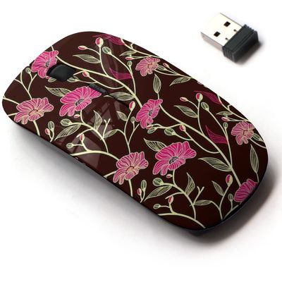 2.4G Wireless Mouse with Cute Pattern Design for All Laptops and Desktops with Nano Receiver - Dark Floral